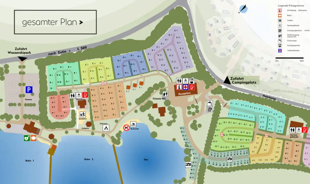 Campingplatz Lageplan gesamte Ansicht des Geländes